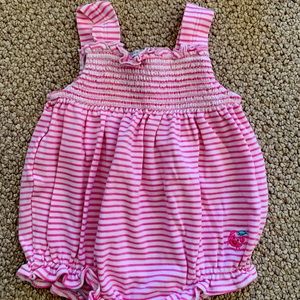 Kissy Kissy smocked bubble romper with fish detail